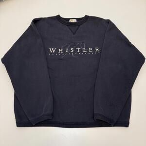 Vintage Whistler Sweatshirt‎ Mens Medium Navy Blue Oh Yes Canada Crewneck 90s
